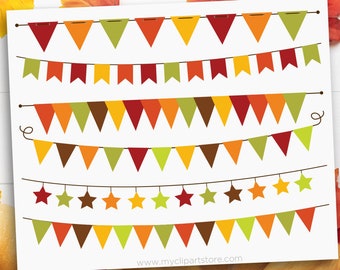 Autumn Bunting, Fall Bunting Clipart, Thanksgiving Bunting, Banner Flags - Digital Download | Sublimation Design | SVG, EPS, PNG
