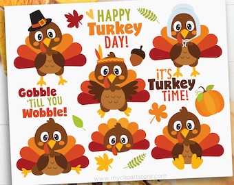 Thanksgiving Clipart, Turkey Clipart, Turkey svg, Autumn Clipart, Turkey Day - Digital Download | Sublimation Design | SVG, EPS, PNG