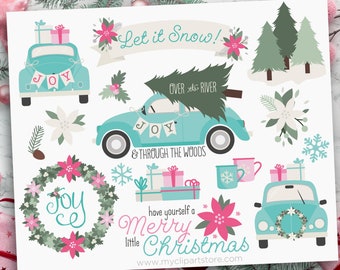 Christmas Clipart, Blue Christmas Car svg, Farmhouse Clipart, Christmas svg, CIJ - Digital Download | Sublimation Design | svg, eps, png