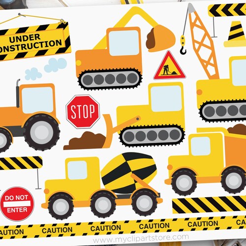Trucks Clipart Construction Clip Art Backhoe Excavator - Etsy