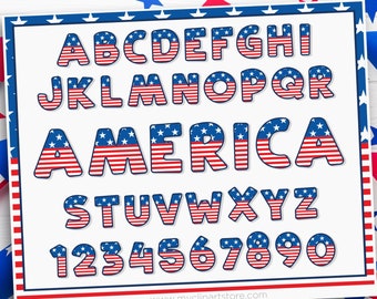 4th of July Alphabet Clipart, Independence Day, SVG Letters, USA, ABC, Font - Digital Download | Sublimation Design | svg, eps, png