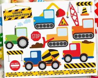 Construction Vehicles Clipart, Transportation Clip Art, Digger svg, Cars Trucks - Digital Download | Sublimation Design | SVG, EPS, PNG