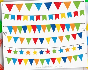 Primary Colored Bunting, Pennant svg, Birthday Party Invitation - Digital Download | Sublimation Design | SVG, EPS, PNG