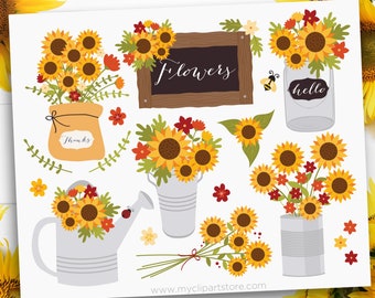 Sunflower Clipart, Autumn Thanksgiving Design (Digital Download)