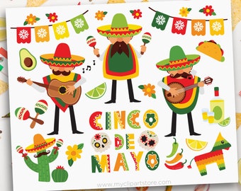 Cinco De Mayo Clipart, Mariachi Band, Hispanic Heritage, Amigos, Maracas, Sombrero - Digital Download | Sublimation Design | SVG, EPS, PNG