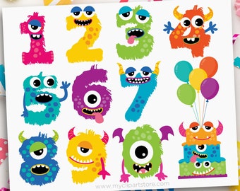 Monster numbers Clipart, Birthday, monster svg, Monster Party Invite, Monster Birthday Cake - Digital Download | Sublimation | SVG, EPS, PNG