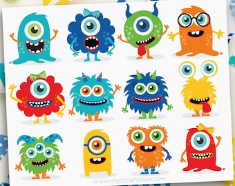 Cute Monster Clipart, Monster Birthday Card, Baby Monster Clipart, Birthday, Monster svg - Digital Download | Sublimation | SVG, EPS, PNG