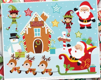 Christmas Clipart, Santa's Workshop, Reindeer svg, North Pole clipart, Elf svg - Digital Download | Sublimation Design | SVG, EPS, PNG