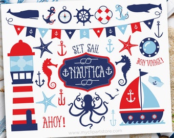 Clipart náutico: Tema de playa de verano (Descarga digital)
