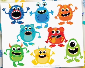 Cute Monster Clipart, Monster Birthday, Monster svg, Monster Clip Art, Monster Stickers - Digital Download | Sublimation | SVG, EPS, PNG