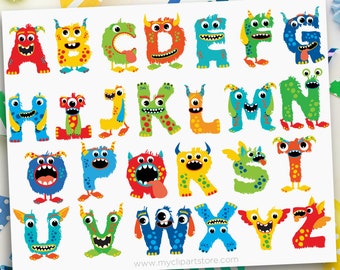 Monster Alphabet Clipart, Monster svg, Monster Letters, Monster Birthday- Digital Download | Sublimation Design | SVG, EPS, PNG