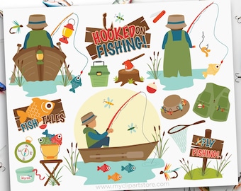 Fishing Clipart Bundle: Father's Day Fisherman, Father and Son, The Great Outdoors, Lake Life, Sublimation art (Digital Download)