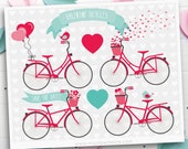 Valentine Clipart, Bicycle Clipart, Love birds clipart, Tandem Bike - Digital Download | Sublimation Design | SVG, EPS, PNG Il_170x135