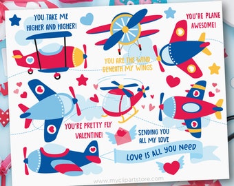 Valentine Airplane Clipart, You're Plane Awesome, Kids Valentine's, Boy, Airplanes - Digital Download | Sublimation Design | SVG, EPS, PNG