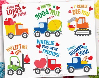 Valentine's Day Construction Clipart, Vehicles, Transportation, Digger, Dump Truck - Digital Download | Sublimation Design | SVG, EPS, PNG