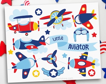 Little Aviator Clipart, Airplane Clipart, Pilot Clipart, Air Transport, Airplane svg - Digital Download | Sublimation Design | SVG, EPS, PNG