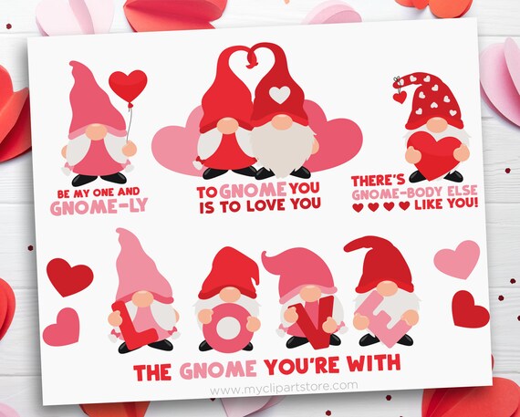 Download Valentine Gnome Svg Gnomes Clip Art Cute Gnome Clipart Gnomes In Love Puns And Sayings Digital Download By Myclipartstore Catch My Party