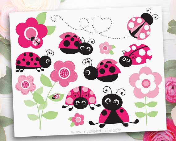 Download Pink Ladybug Garden Clipart Ladybird Garden Clipart Gardening Personal And Clip Art Commercial Use Sublimation Htv Svg By Myclipartstore Catch My Party