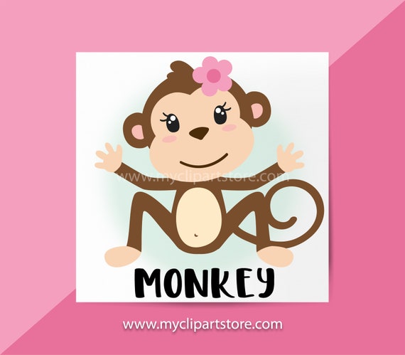 Download Girl Monkey Clipart Single Monkeys Jungle Animals Wildlife Safari Ape Primates Baby Animal Commercial Use Htv Print To Cut Svg By Myclipartstore Catch My Party