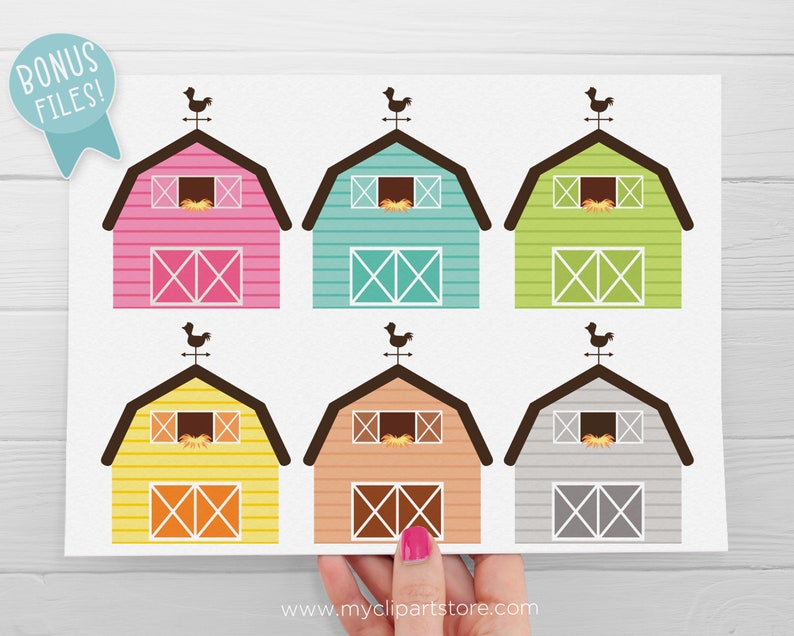 Cute Farm Clipart, Farm Animals, Pink Barn, Farm Birthday, Baby Shower, Farmstead, Cow svg Digital Download Sublimation SVG, EPS, PNG image 8