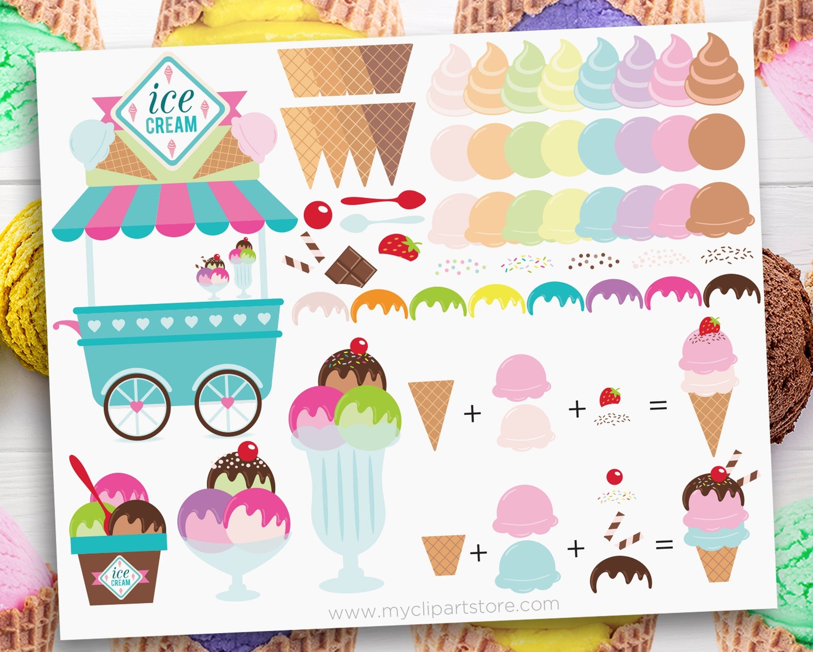 Icecream Shoppe Clipart Make Your Own Ice Cream Icecream Etsy