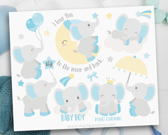 Download Blue Elephant Clip Art Baby Boy Elephants Clipart Elephant Svg Printable Baby Shower Art Digital Download