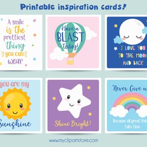 Moon and Stars Positivity Note Cards for Kids, Affirmation, Inspiration, Encouragement, Lunchbox note, Usage personnel uniquement, Téléchargement numérique
