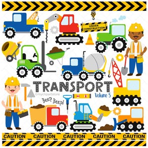 Caminhão Basculante Clipart, Veículos de Construção Svg, Pacotes de Construção Infantil Png, Design de Chá de Bebê de Trator - Download Digital | SVG, EPS, PNG