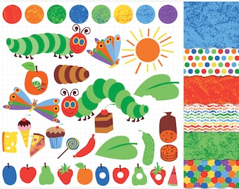 Clipart Combo - The Happy Caterpillar Clip Art / Digital Clipart - Instant Download