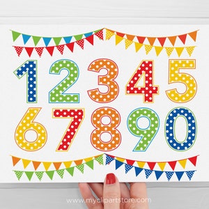 Polkadot Birthday Numbers Clipart, Dotted Numbers svg Digital Download Sublimation Design SVG, EPS, PNG image 2