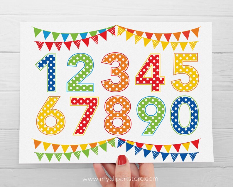 Polkadot Birthday Numbers Clipart, Dotted Numbers svg Digital Download Sublimation Design SVG, EPS, PNG image 2