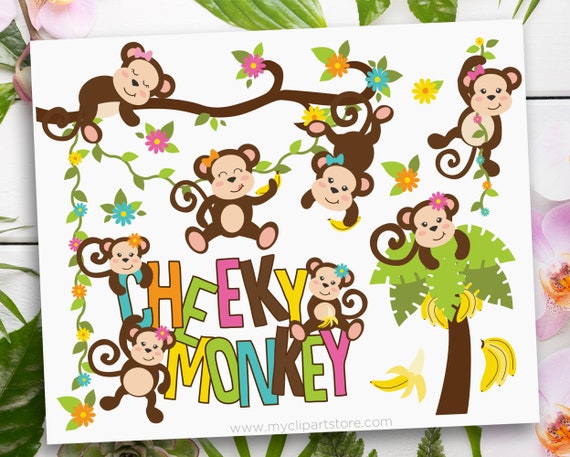 Download Girl Monkey Clipart Monkey Business Monkey Svg Jungle Animals Monkey Printable Art Monkey Wall Art Digital Download By Myclipartstore Catch My Party