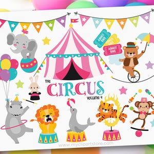 Clipart animal de cirque rose : tente de carnaval SVG, EPS, PNG (téléchargement numérique)