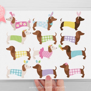 Easter Dogs Clipart, Doxie, Dachshund, Easter Animals, Easter bunny, Easter Eggs Digital Download Sublimation Design SVG, EPS, PNG image 3