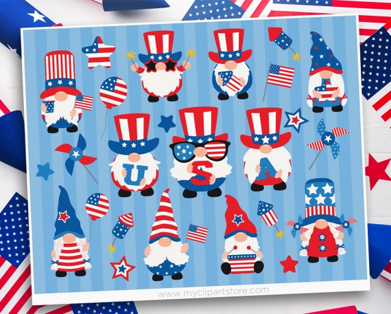 Download 4th Of July Clipart Gnome Svg Independence Day Gnomes Clip Art Digital Download By Myclipartstore Catch My Party