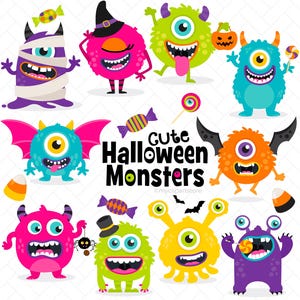 Halloween Monster, süße Monster svg, Halloween Cliparts, Baby Monster, Monster Party - Digital Download | Sublimationsdesign | SVG, EPS, PNG