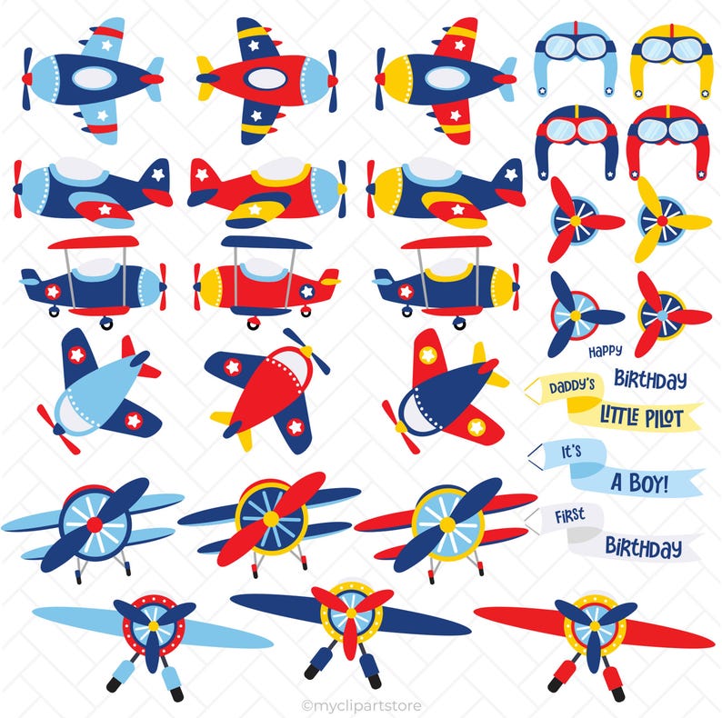 Little Aviator Clipart, Airplane Clipart, Pilot Clipart,