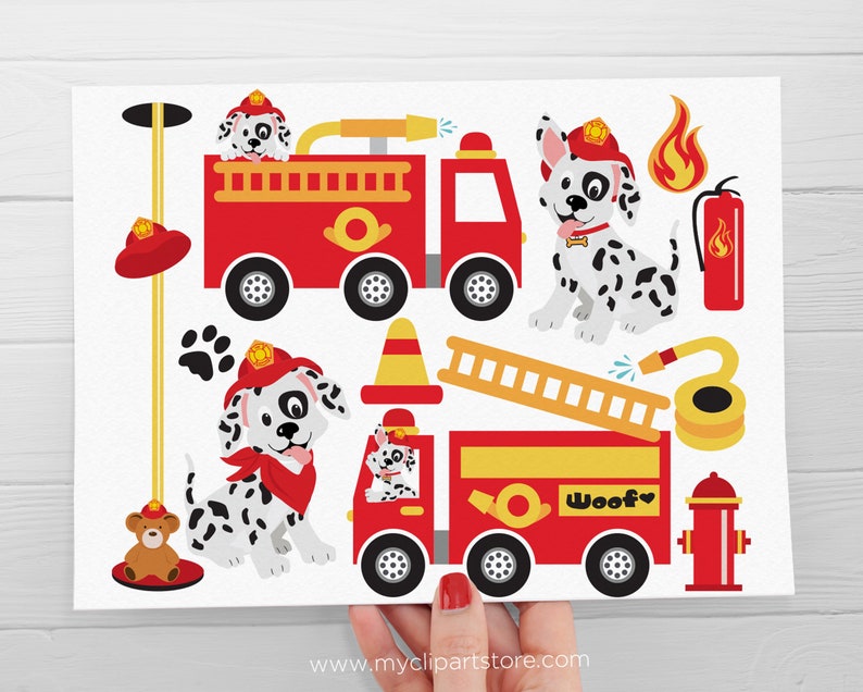 Fire Engine svg, Firefighter Clipart, Dalmatian, Fire Truck svg, Fireman svg Digital Download Sublimation Design SVG, EPS, PNG image 2