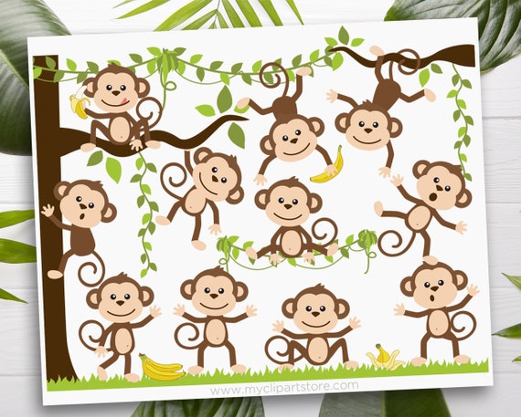 Monkey svg, Monkey Clip Art, Monkey Clipart, 5 Little Monkeys, Jungle Wall Art - Digital Download | Sublimation Design | SVG, EPS, PNG by MyClipartStore | Catch My Party Monkey svg, Monkey Clip Art, Monkey Clipart, 5 Little Monkeys, Jungle Wall Art - Digital Download | Sublimation Design | SVG, EPS, PNG by MyClipartStore | Catch My Party