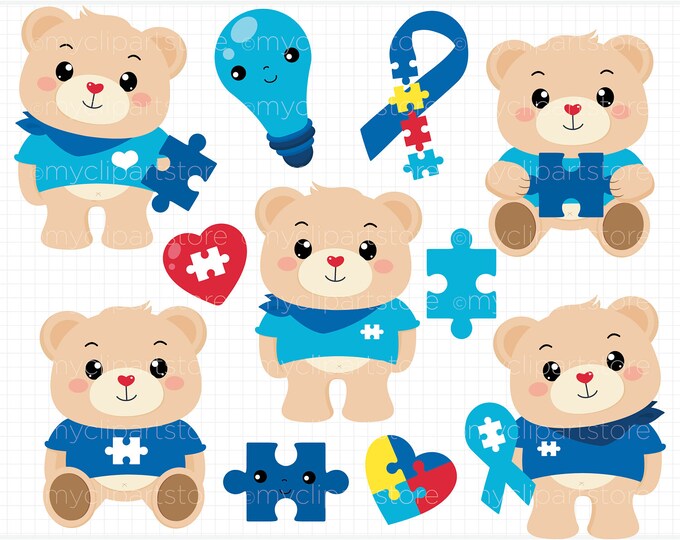 Autism Clipart Autism Bears Bear Clipart Autistic Autism Etsy UK