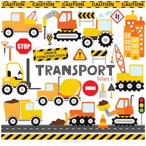 Clipart construction, camion à benne basculante svg, tracteur, camion jaune svg, travaux routiers - téléchargement numérique | Conception par sublimation | SVG, EPS, PNG