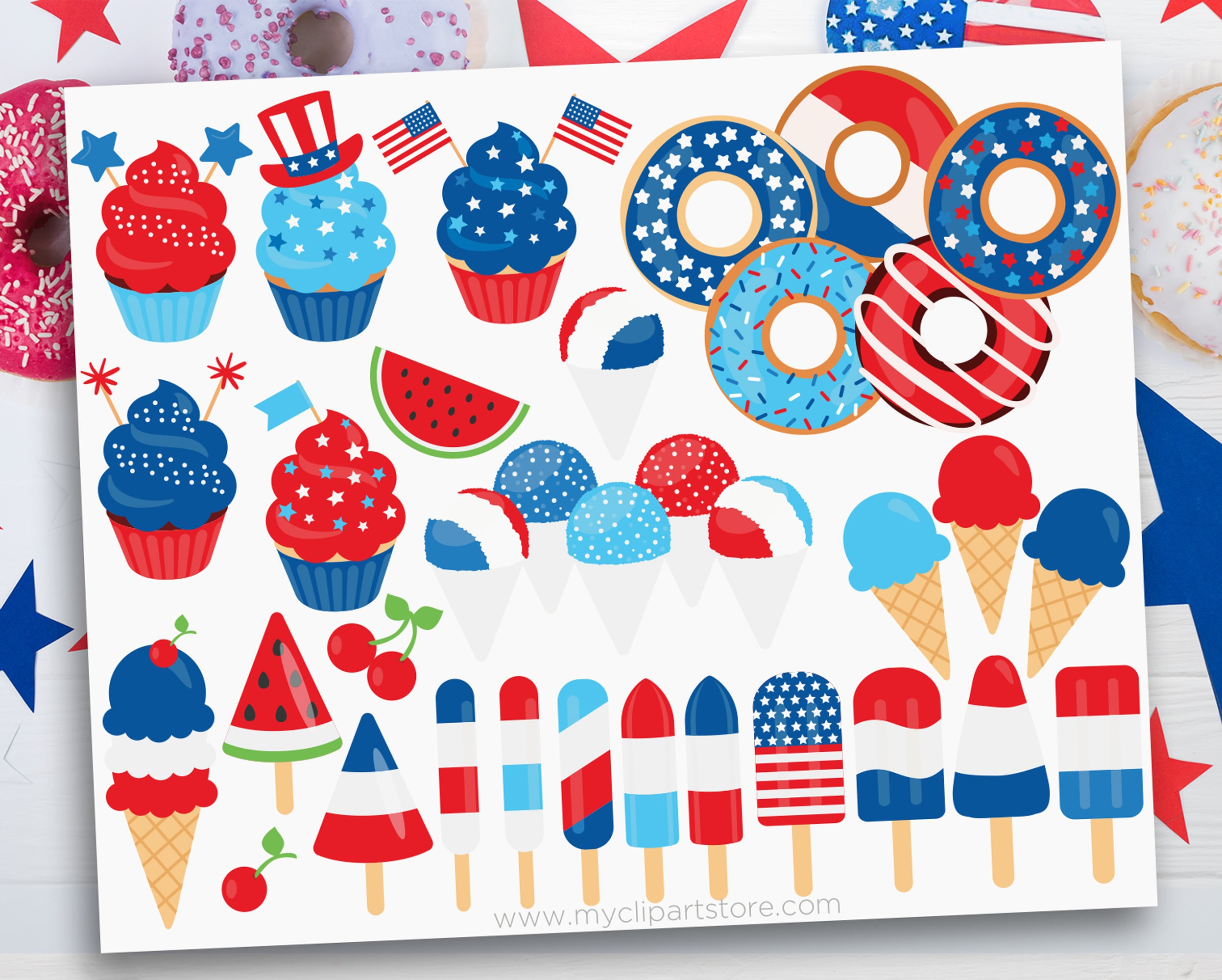 4th of July Clipart IceCream SVG Snow Cones PNG Sweet Etsy