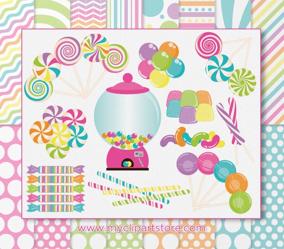 Candyland Mini Bundle, Board Game, Candy Cane, Sweets, Lollipops, Crush, Patterns, Vector Clipart and Digital Paper, Commercial Use, SVG Il_570xn