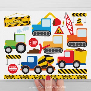 Construction Vehicles Clipart, Transportation Clip Art, Digger svg, Cars Trucks Digital Download Sublimation Design SVG, EPS, PNG image 2