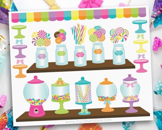 Candy Shoppe Clipart, Lollipops Clip Art, Sweets SVG, Birthday Party, Digital Download Il_570xn