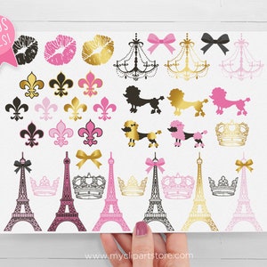 Paris Clipart, Eiffel Tower svg, Parisian Girl, French Lace, Bullet Journalling Digital Download Sublimation Design SVG, EPS, PNG image 2