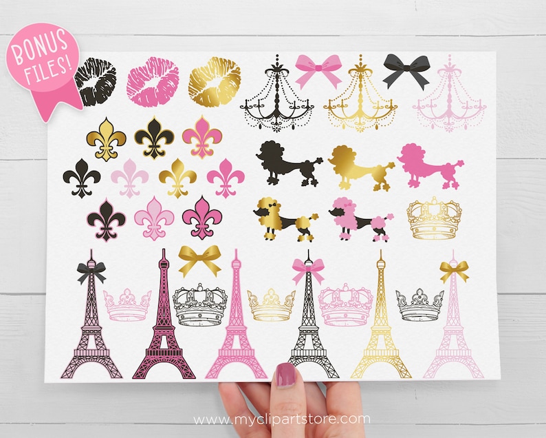 Paris Clipart, Eiffel Tower svg, Parisian Girl, French Lace, Bullet Journalling Digital Download Sublimation Design SVG, EPS, PNG image 2