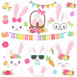 Clipart coniglietto pasquale, orecchie da coniglio floreali, Pasqua svg, coniglietto pasquale svg, orecchie da coniglio - Download digitale / Design a sublimazione / SVG, EPS, PNG