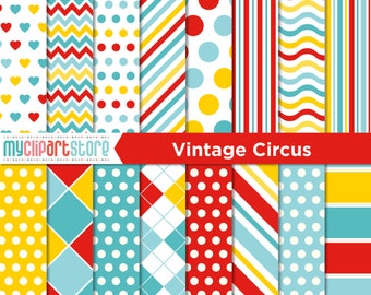 Digital Paper - Vintage Circus, Carnival , Fun Fair, Scrapbook Paper, Digital Pattern (Instant Download) JPG, PDF