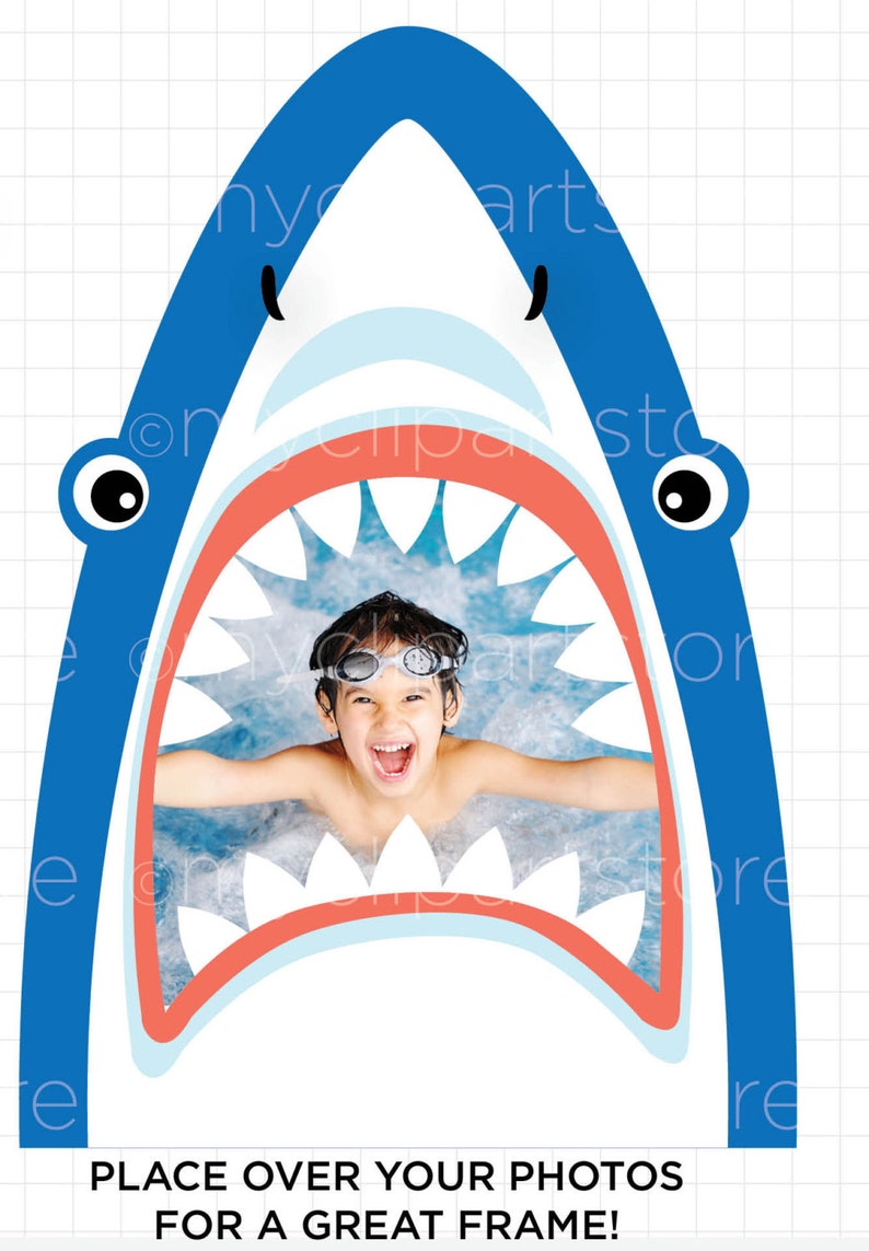 Cute Shark Clipart, Shark Birthday SVG, Under The Sea Digital Download